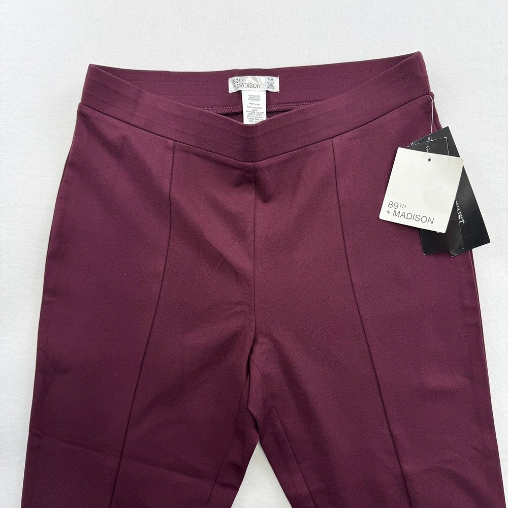 89th + Madison Womens Shiraz Burgundy Ankle Length Comfort Waist Pants Med NWT
